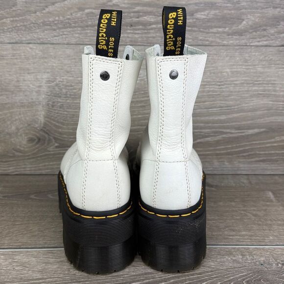 Dr Martens 1460 Pascal Max Women’s Sz 7 White Leather Platform Combat Boots - Picture 4 of 11